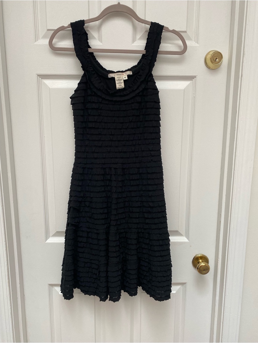 Max Studio Black Ruffle Tiered Tank Dress - XS